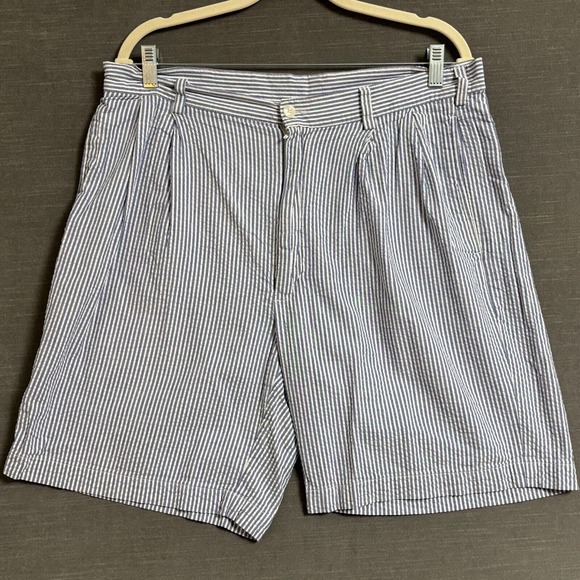 Jos. A. Bank Other - Jos A Bank Seersucker Shorts 36 x 8 Stays Cool Blue White Striped Preppy‎ Casual